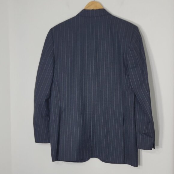 Bouet Men Black Gray Pinstripe 100% Wool Pockets Button Up Blazer Size 40R - Picture 2 of 15